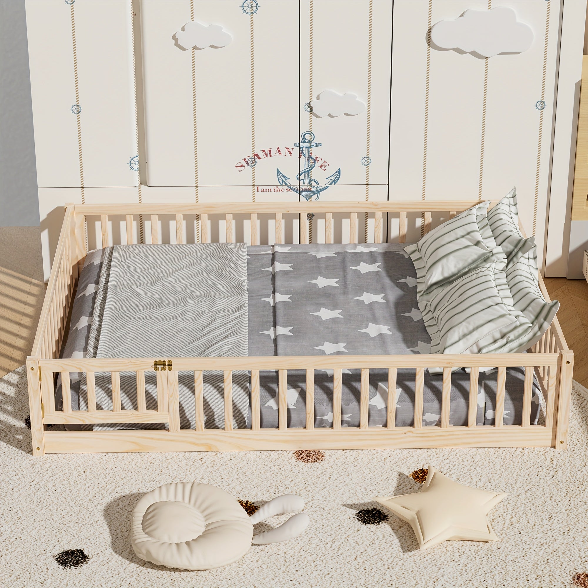 Kids' Solid Wood Bed Kids' Double\u002FFull\u002FQueen Bed Frame