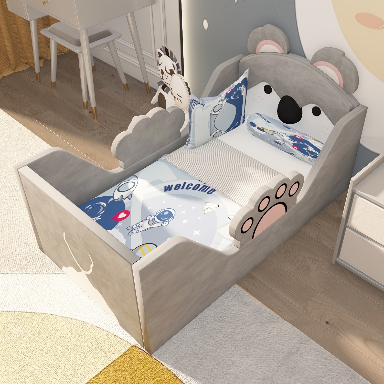 Toddler Bed, Child Bed for Kids with Extra Safty Broad, Standard Crib Size Toddler Bed