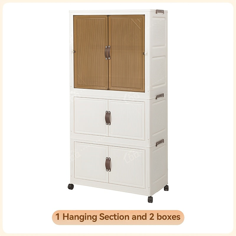 1\u002F2\u002F3-Tier Portable Foldable Wardrobe with 360° Spinner Doors