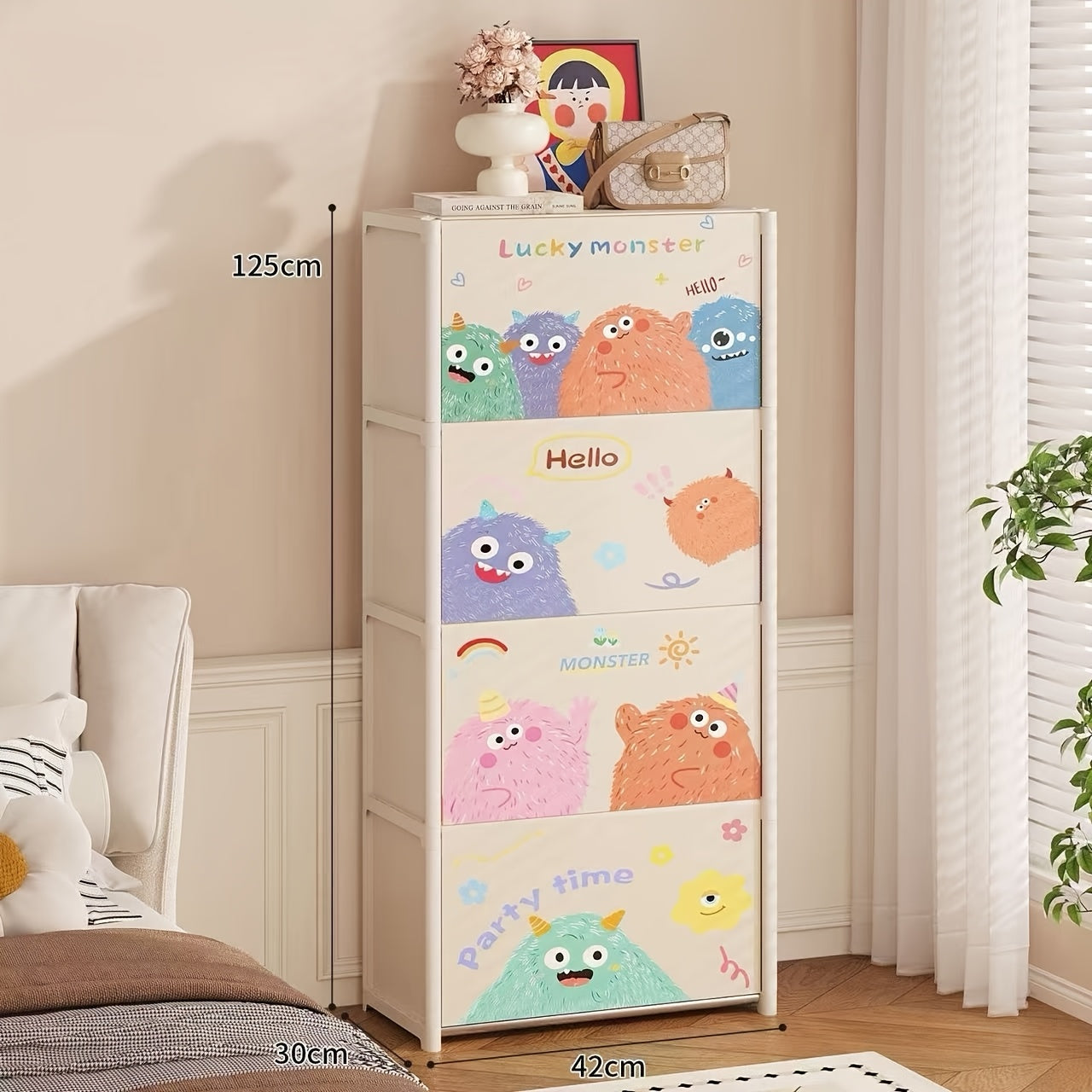 Multifunctional Easy-to-Assemble Minimalist Cartoon Entryway Storage Cabinet