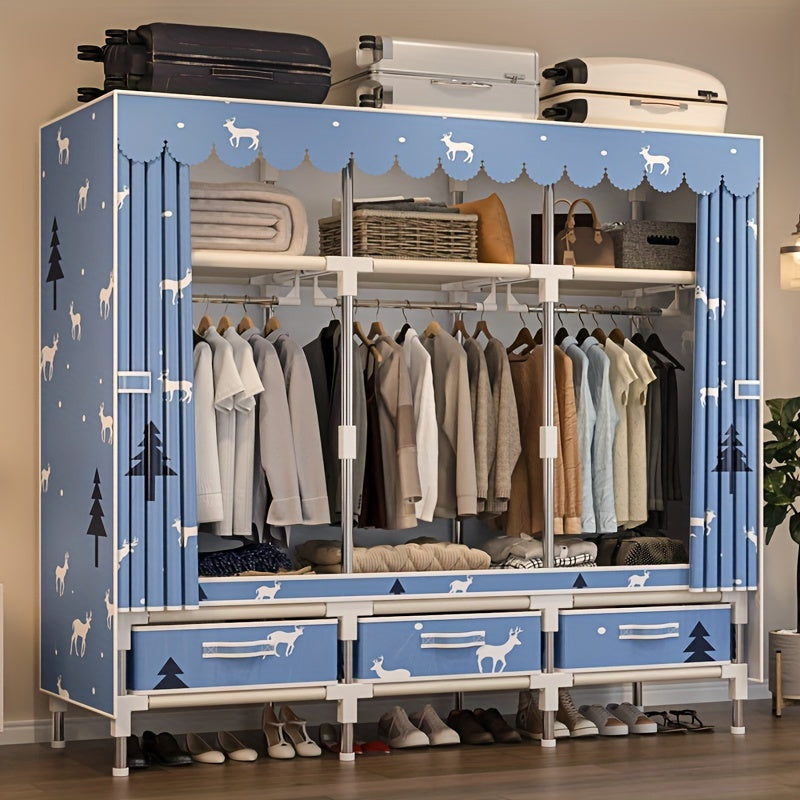 1pc all steel frame wardrobe\u002FChristmas style, reinforced with steel pipes\u002Fsturdy