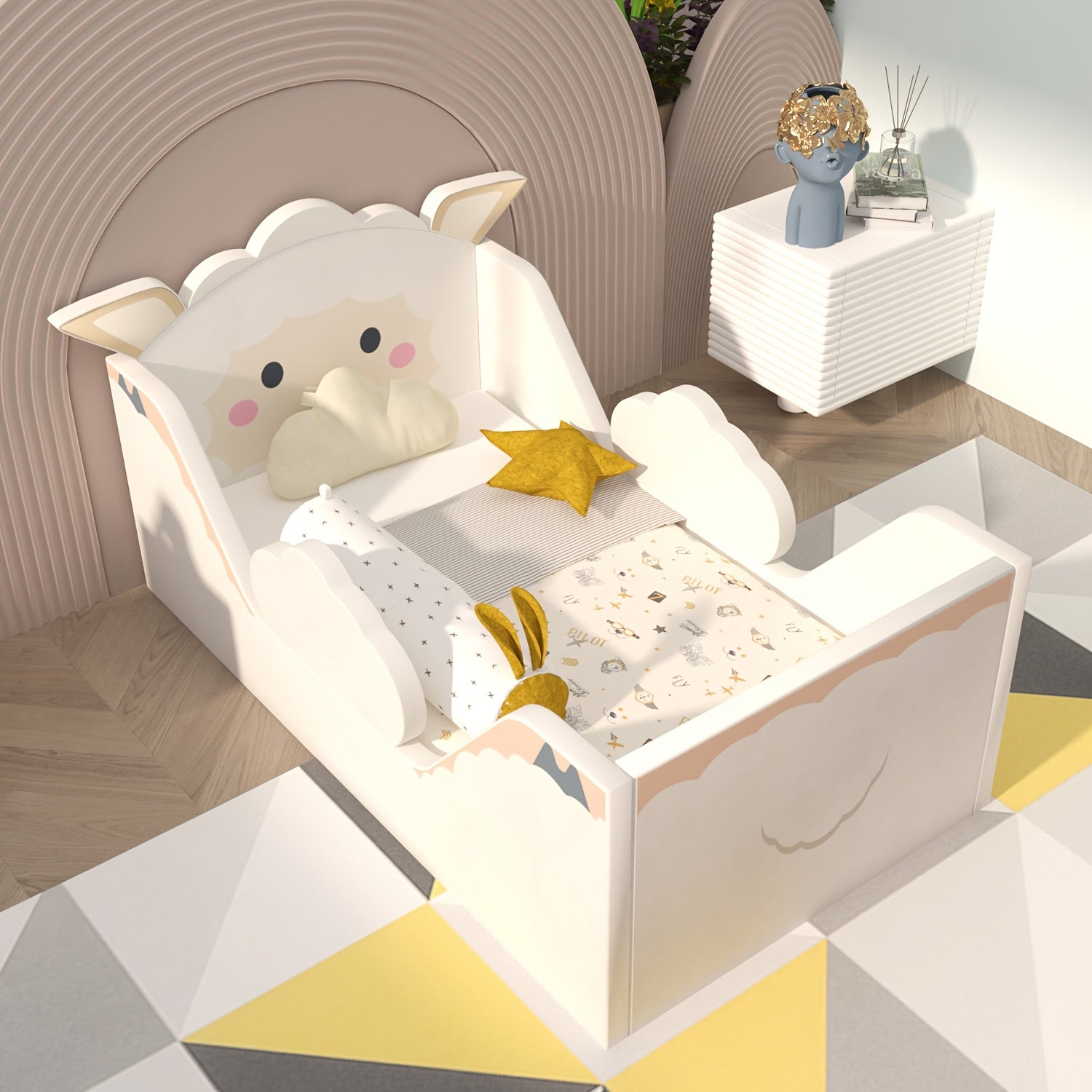 Toddler Bed, Child Bed for Kids with Extra Safty Broad, Standard Crib Size Toddler Bed