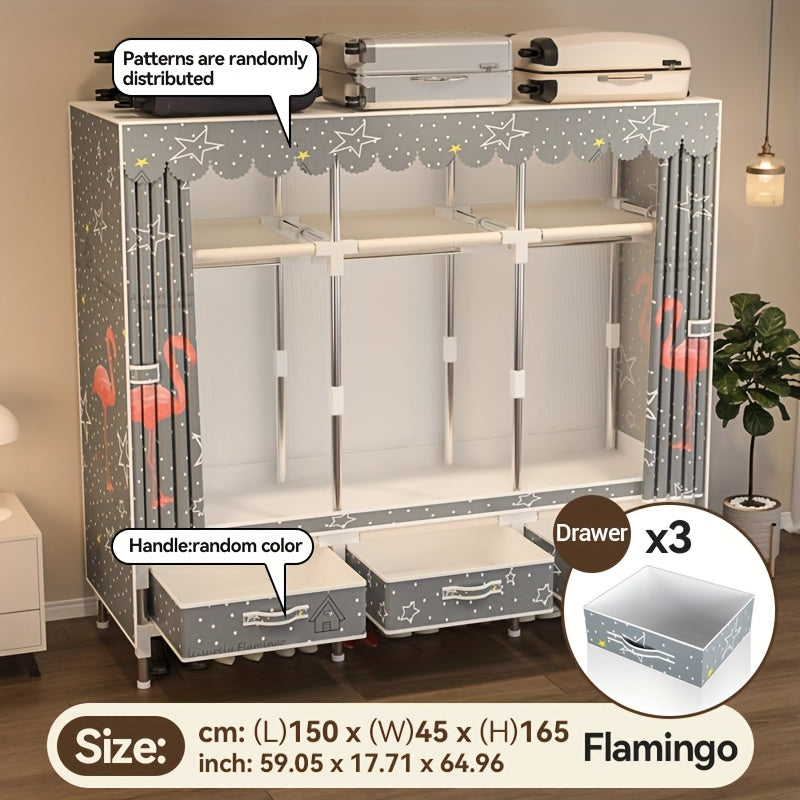 1pc all steel frame wardrobe\u002FChristmas style, reinforced with steel pipes\u002Fsturdy