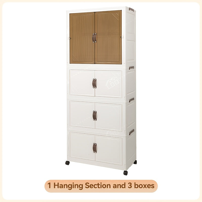 1\u002F2\u002F3-Tier Portable Foldable Wardrobe with 360° Spinner Doors