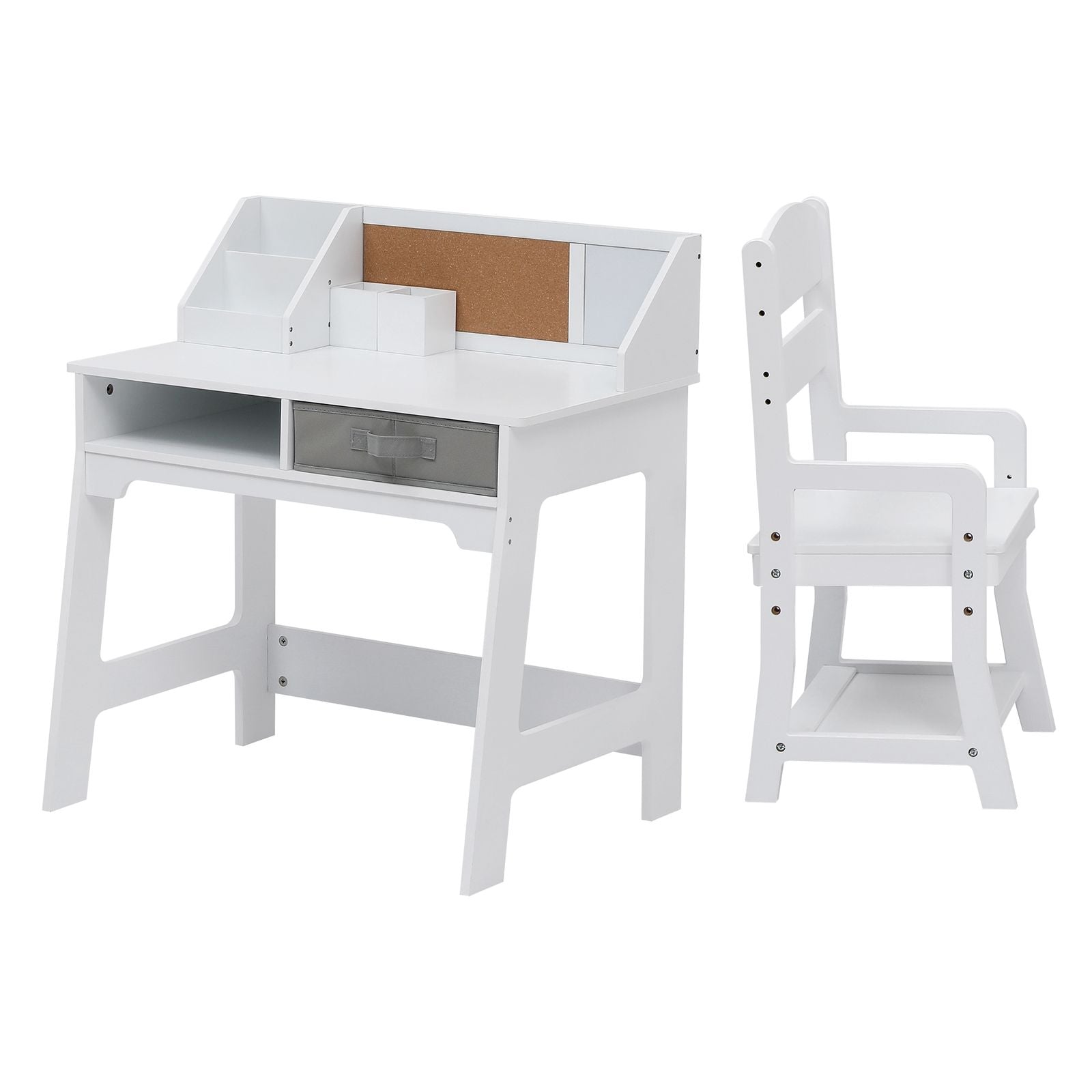 Study Desk with Adjustable Chair,  Study Table Chair Set with Hutch, Buttetin Board