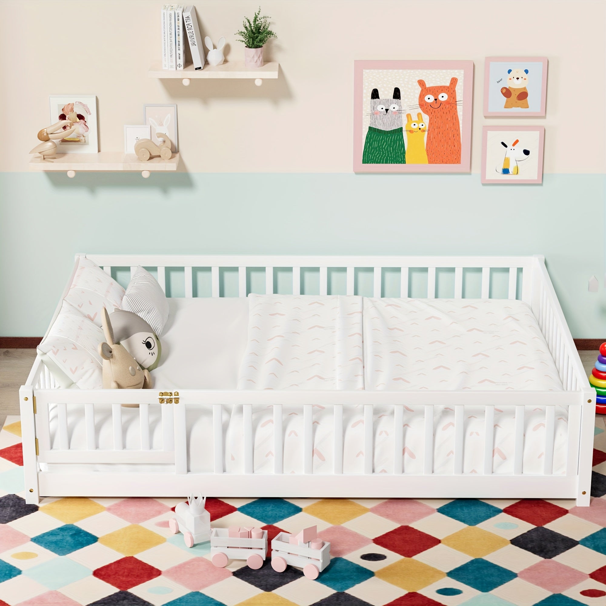 Kids' Solid Wood Bed Kids' Double\u002FFull\u002FQueen Bed Frame