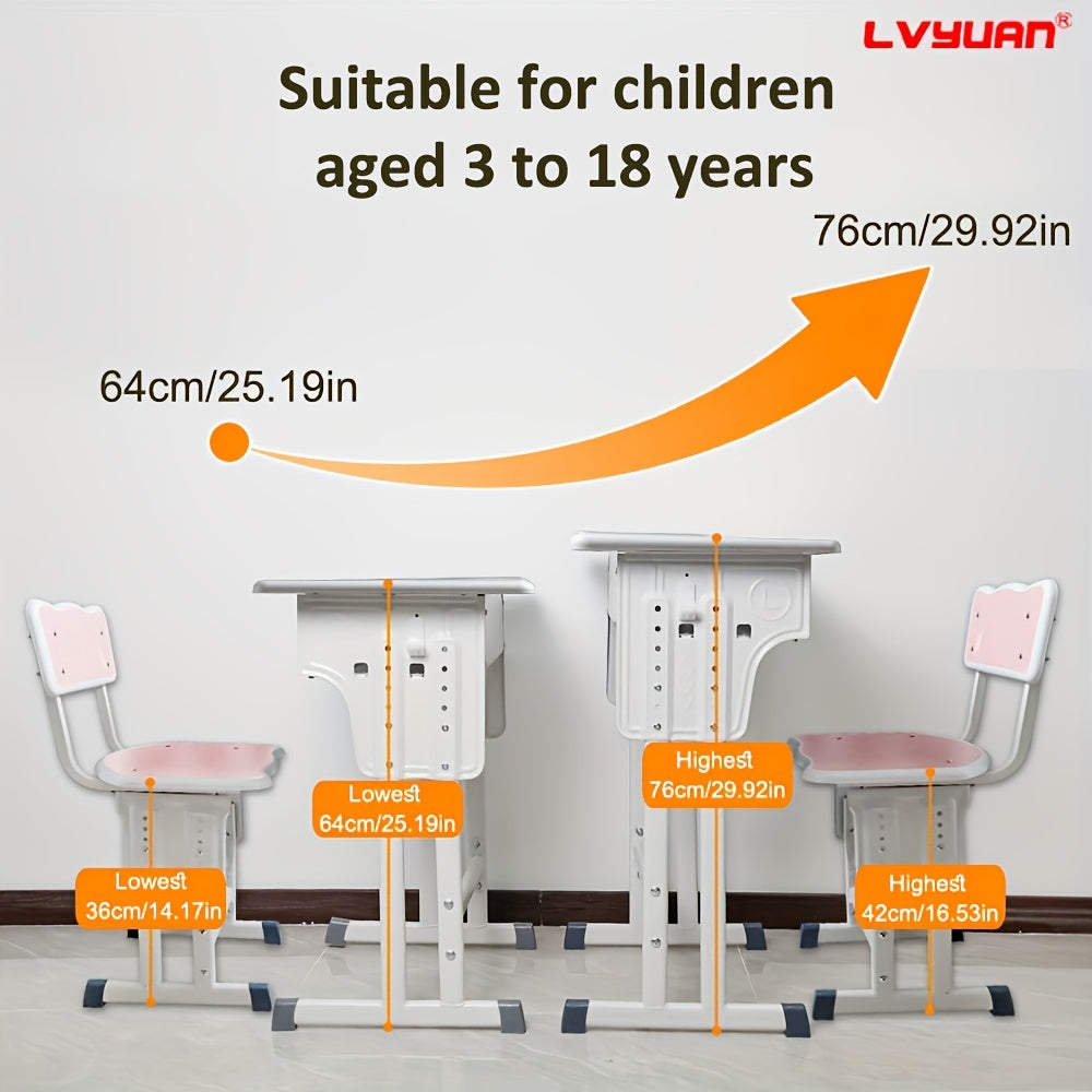 Children'S Study Table And Chair Set, Kids Table And Chair Set, Height Adjustable Desk For Kids