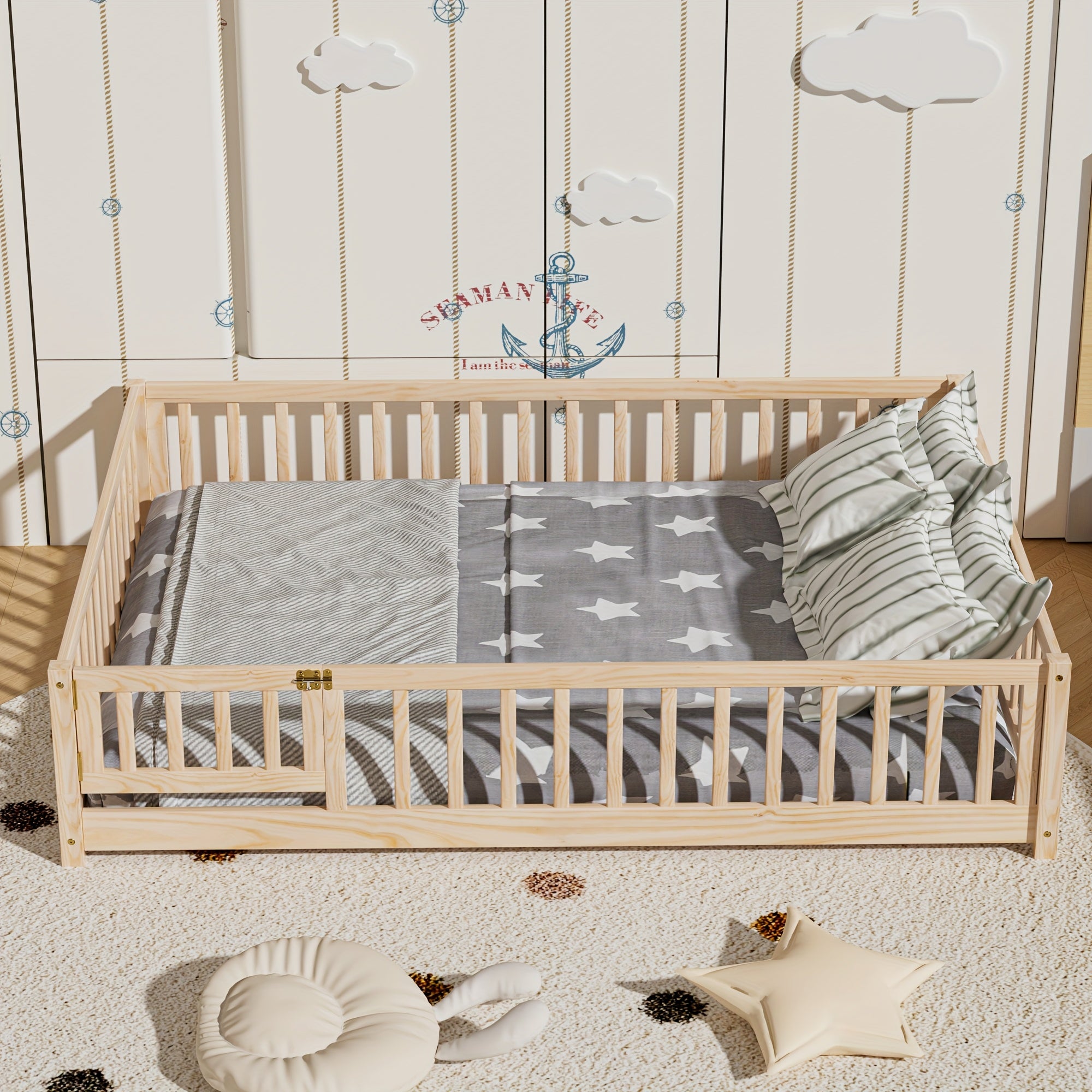 Kids' Solid Wood Bed Kids' Double\u002FFull\u002FQueen Bed Frame