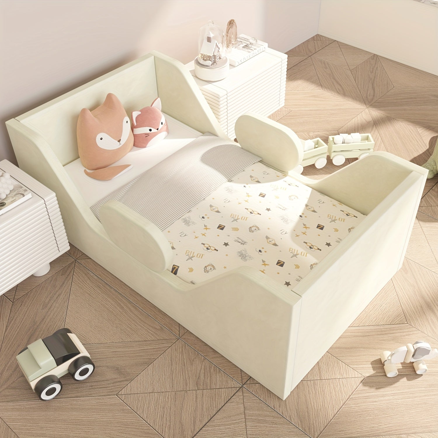 Toddler Bed, Child Bed for Kids with Extra Safty Broad, Standard Crib Size Toddler Bed