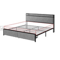 Twin Size Kids Bed Frame with Storage Headboard & Raised Footboard - Low Profile Platform Bed