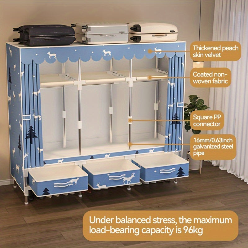 1pc all steel frame wardrobe\u002FChristmas style, reinforced with steel pipes\u002Fsturdy