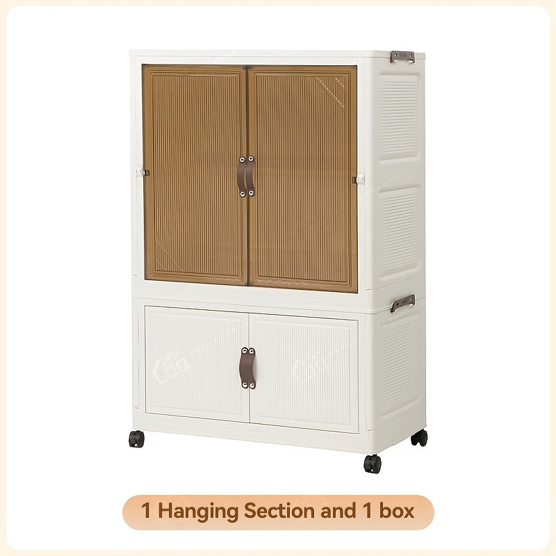 1\u002F2\u002F3-Tier Portable Foldable Wardrobe with 360° Spinner Doors