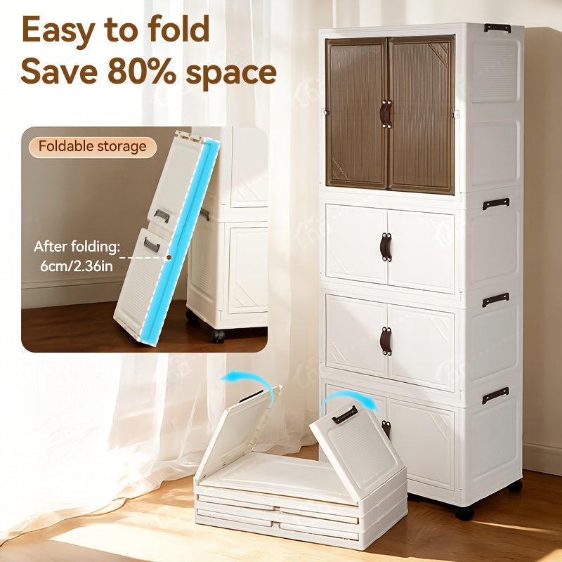 1\u002F2\u002F3-Tier Portable Foldable Wardrobe with 360° Spinner Doors