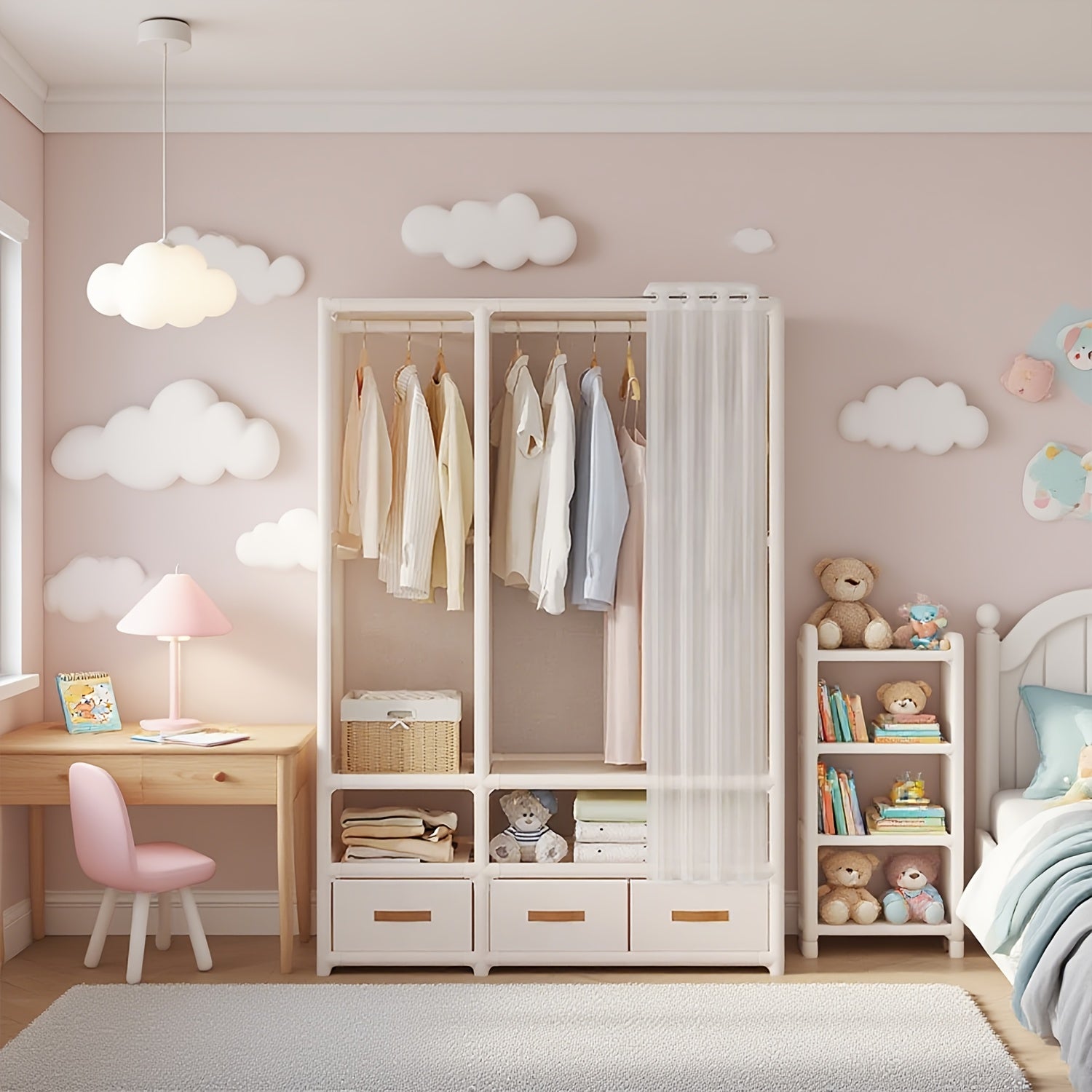 Bedroom Wardrobe, 1pc Portable Wardrobe, Simple Wardrobe, Wardrobe With Drawers