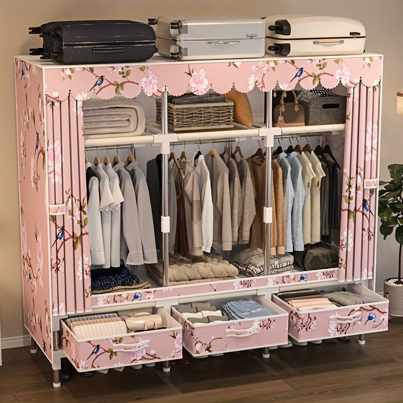 1pc all steel frame wardrobe\u002FChristmas style, reinforced with steel pipes\u002Fsturdy