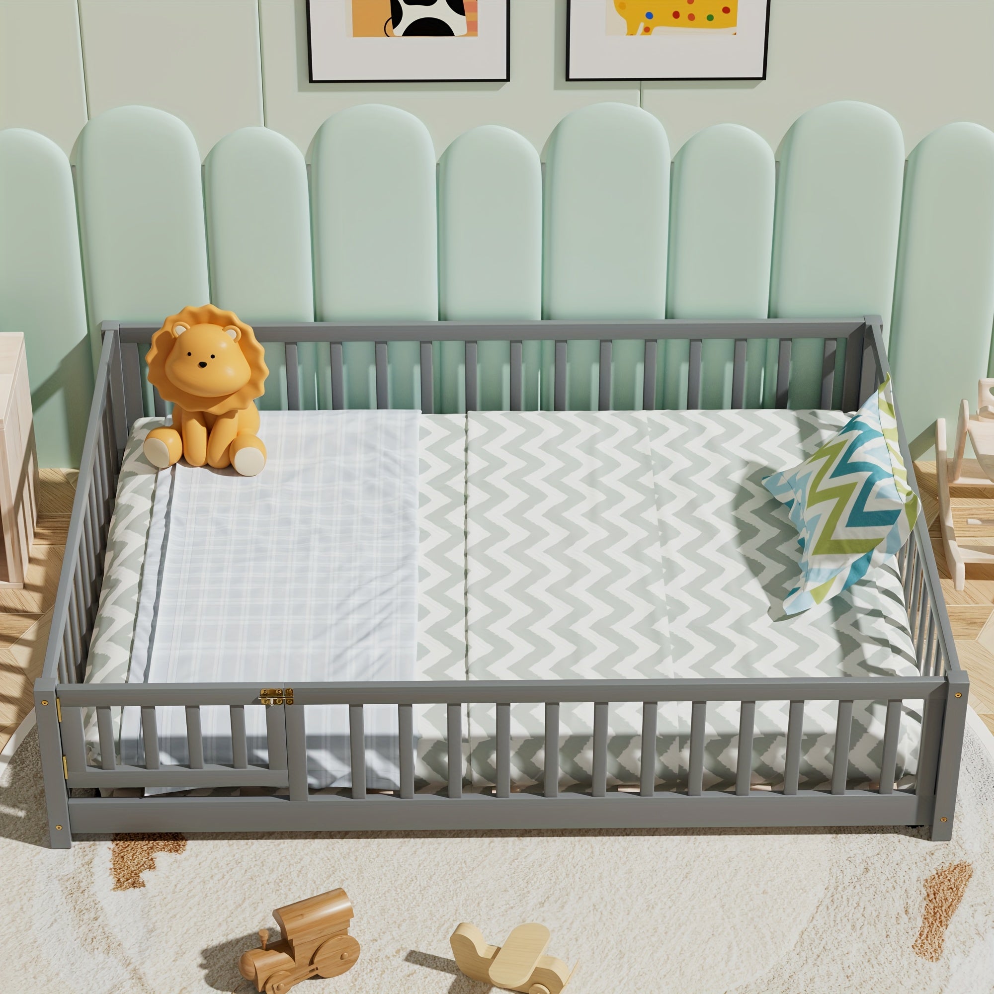 Kids' Solid Wood Bed Kids' Double\u002FFull\u002FQueen Bed Frame