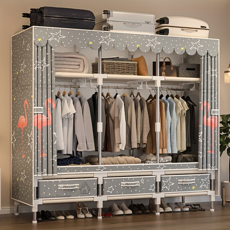 1pc all steel frame wardrobe\u002FChristmas style, reinforced with steel pipes\u002Fsturdy