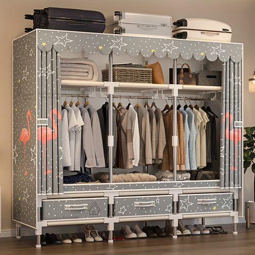 1pc all steel frame wardrobe\u002FChristmas style, reinforced with steel pipes\u002Fsturdy