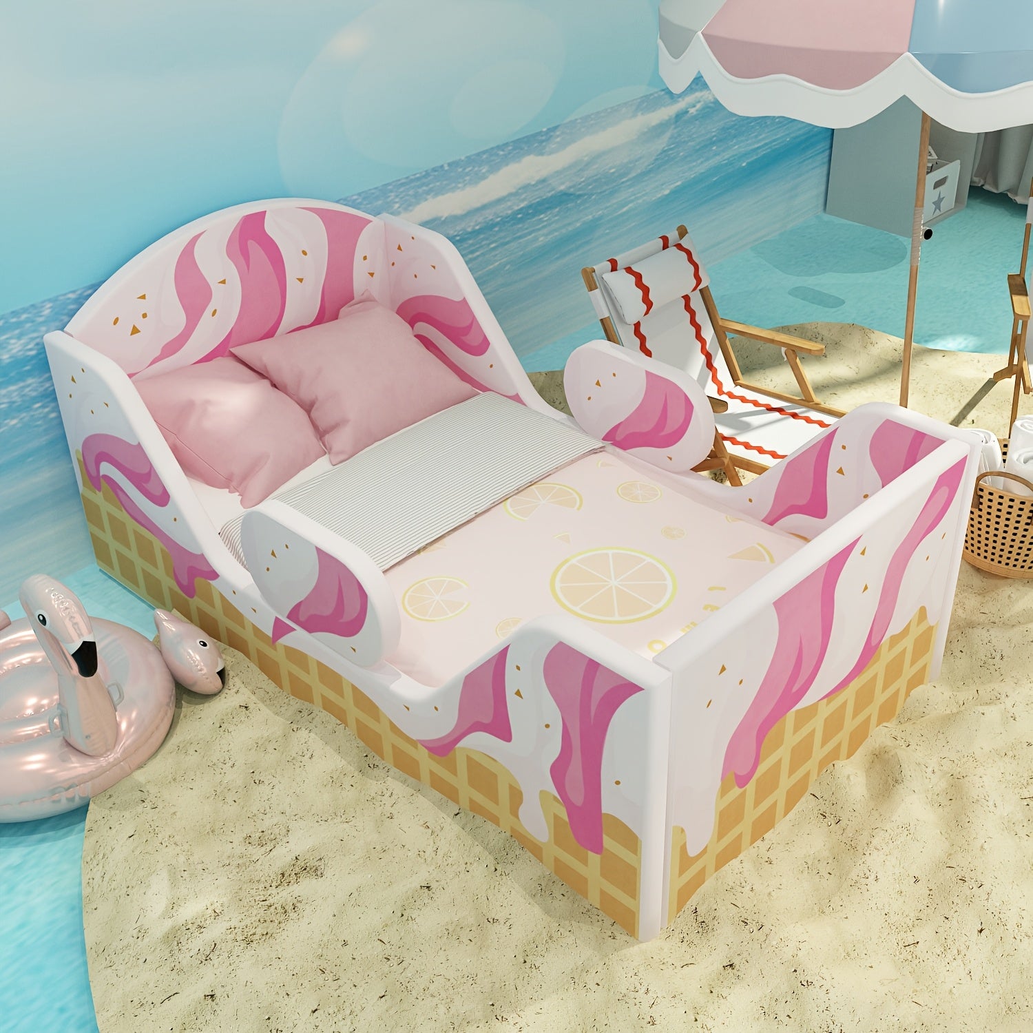 Toddler Bed, Child Bed for Kids with Extra Safty Broad, Standard Crib Size Toddler Bed