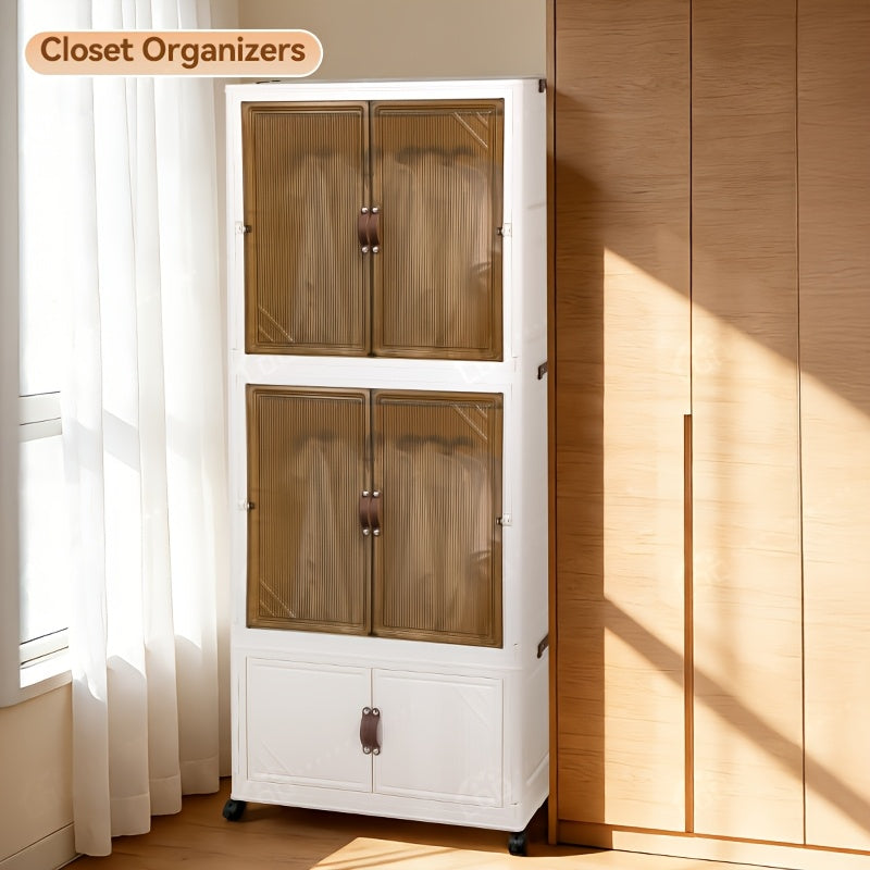 1\u002F2\u002F3-Tier Portable Foldable Wardrobe with 360° Spinner Doors