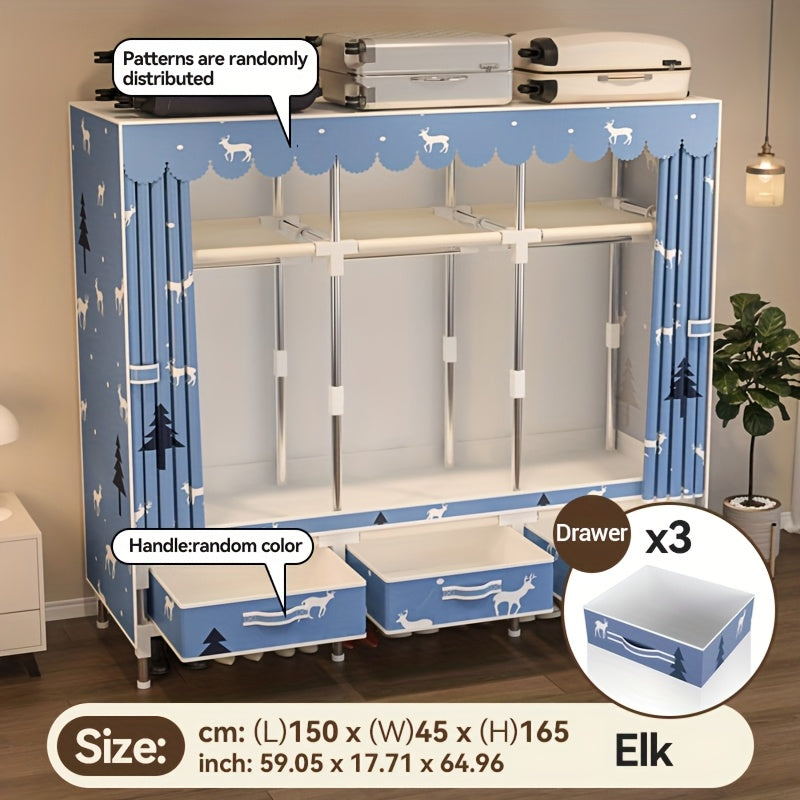 1pc all steel frame wardrobe\u002FChristmas style, reinforced with steel pipes\u002Fsturdy