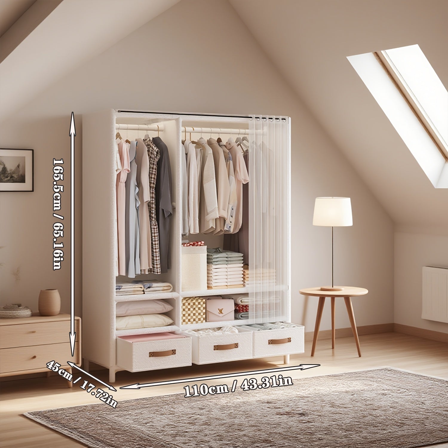 Bedroom Wardrobe, 1pc Portable Wardrobe, Simple Wardrobe, Wardrobe With Drawers
