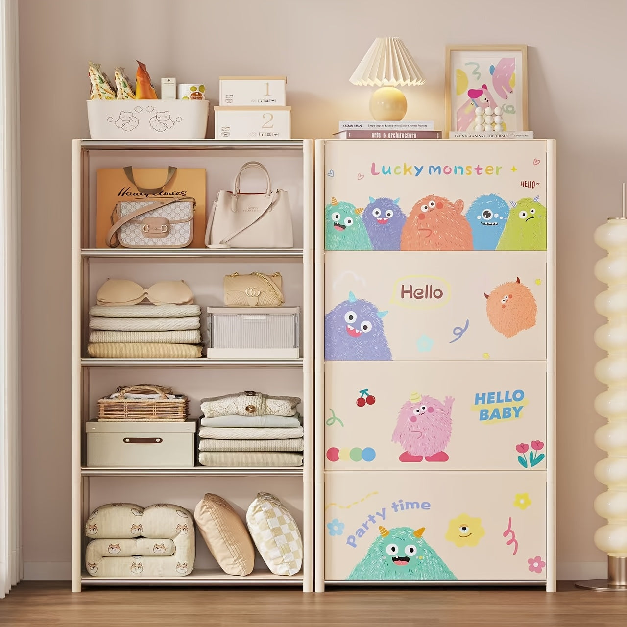 Multifunctional Easy-to-Assemble Minimalist Cartoon Entryway Storage Cabinet