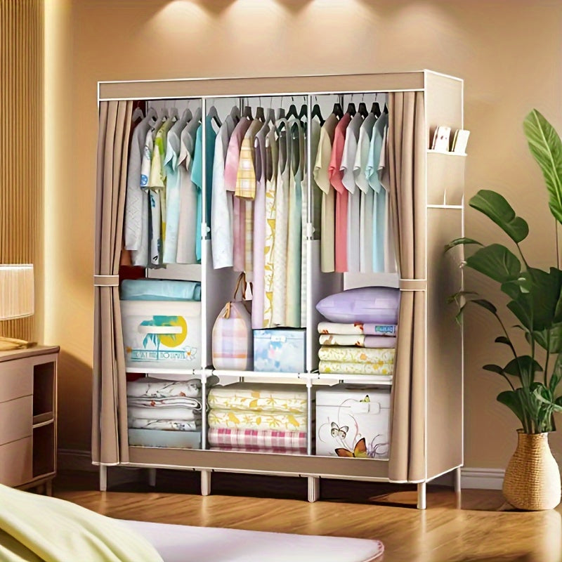 1pc Simple Wardrobe with Dust Cover, Easy-to-assemble Wardrobe