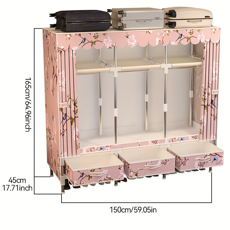 1pc all steel frame wardrobe\u002FChristmas style, reinforced with steel pipes\u002Fsturdy