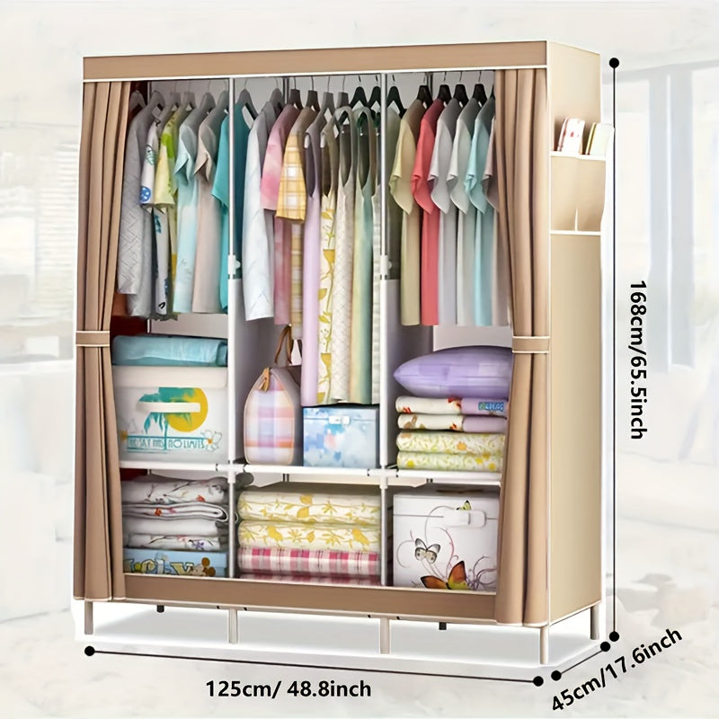 1pc Simple Wardrobe with Dust Cover, Easy-to-assemble Wardrobe