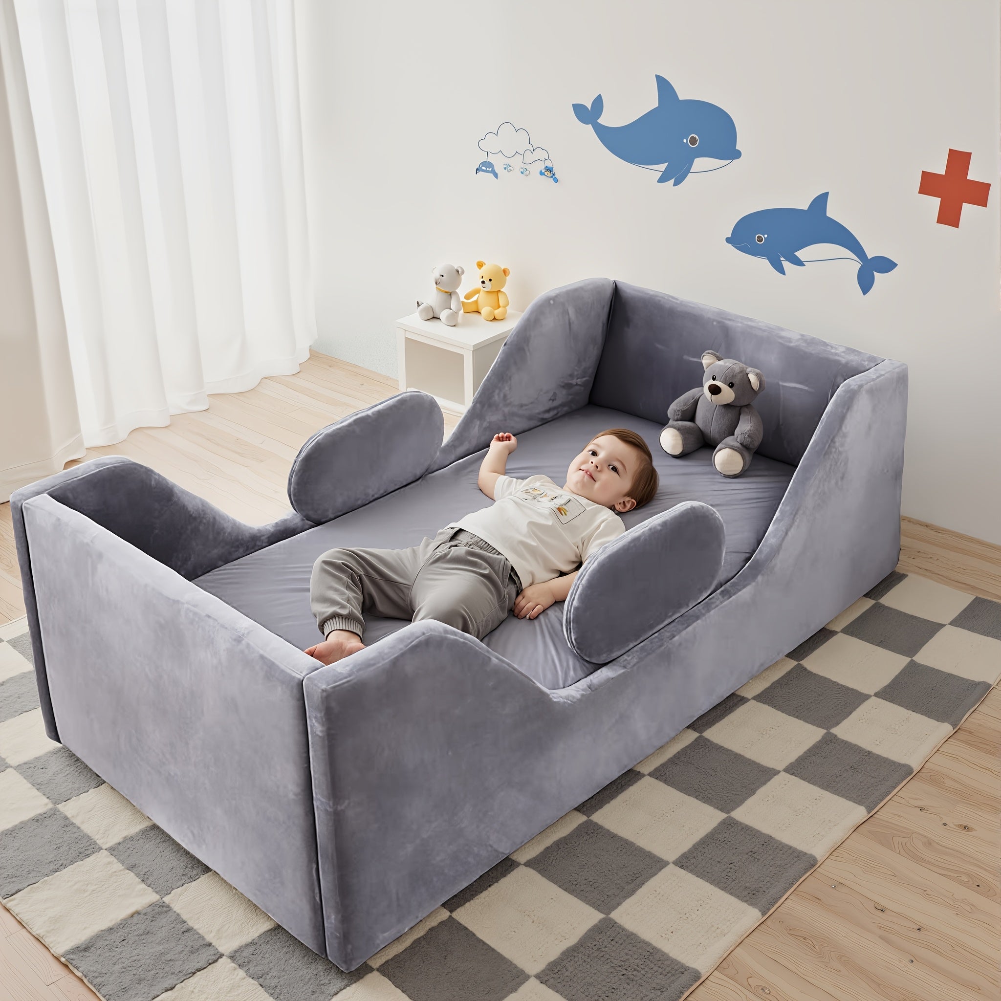 Toddler Bed, Child Bed for Kids with Extra Safty Broad, Standard Crib Size Toddler Bed