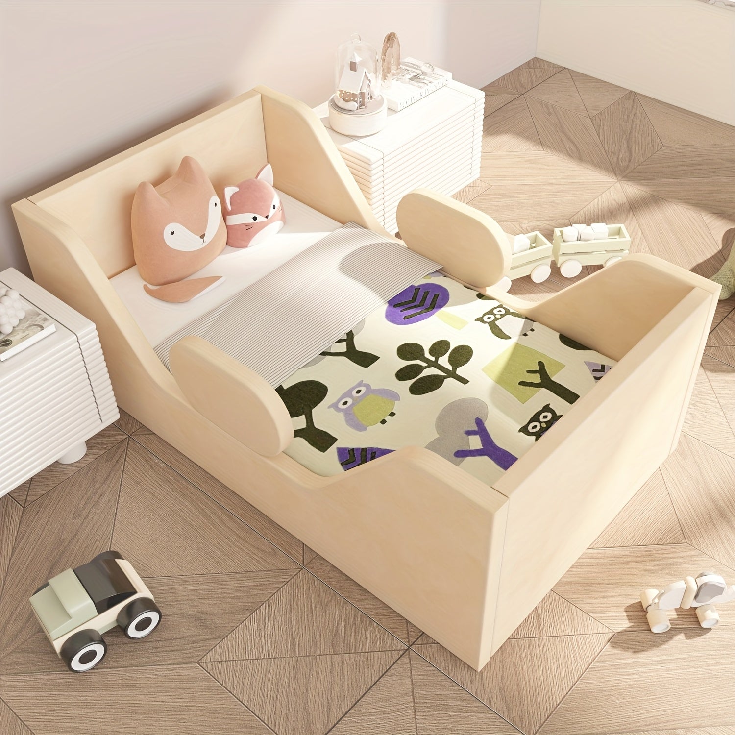 Toddler Bed, Child Bed for Kids with Extra Safty Broad, Standard Crib Size Toddler Bed