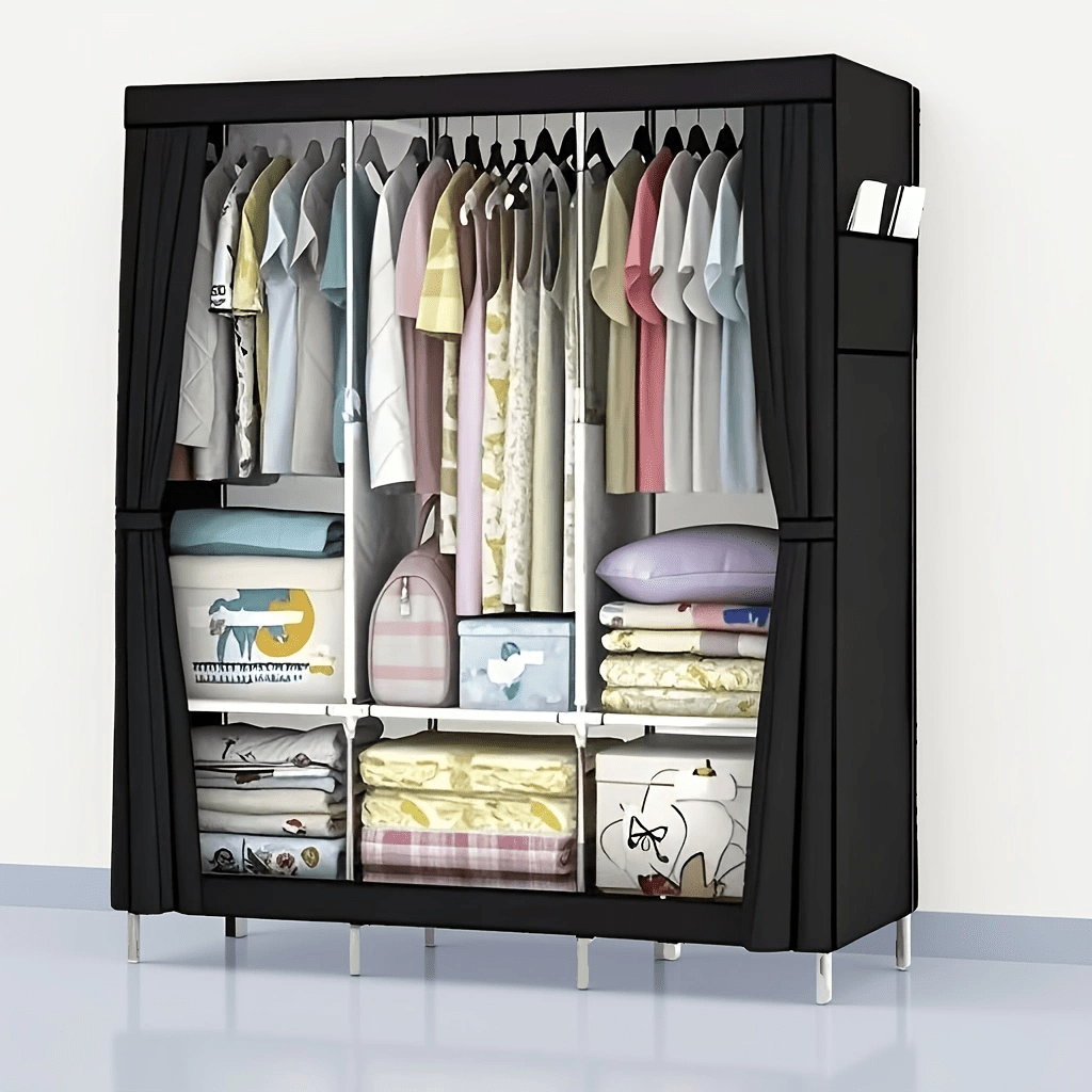 1pc Simple Wardrobe with Dust Cover, Easy-to-assemble Wardrobe