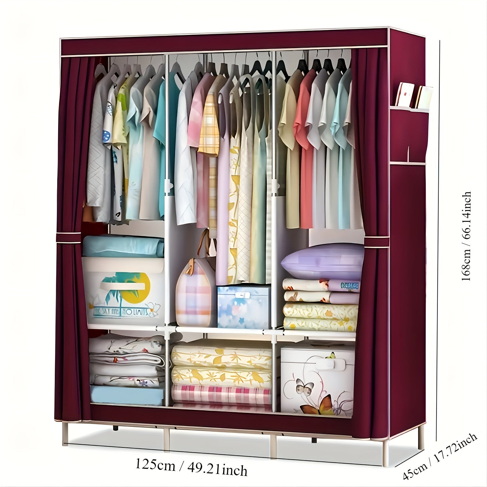 1pc Simple Wardrobe with Dust Cover, Easy-to-assemble Wardrobe