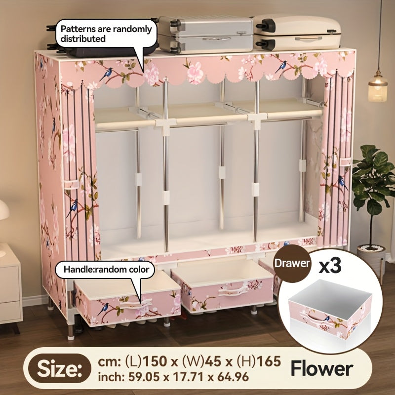 1pc all steel frame wardrobe\u002FChristmas style, reinforced with steel pipes\u002Fsturdy