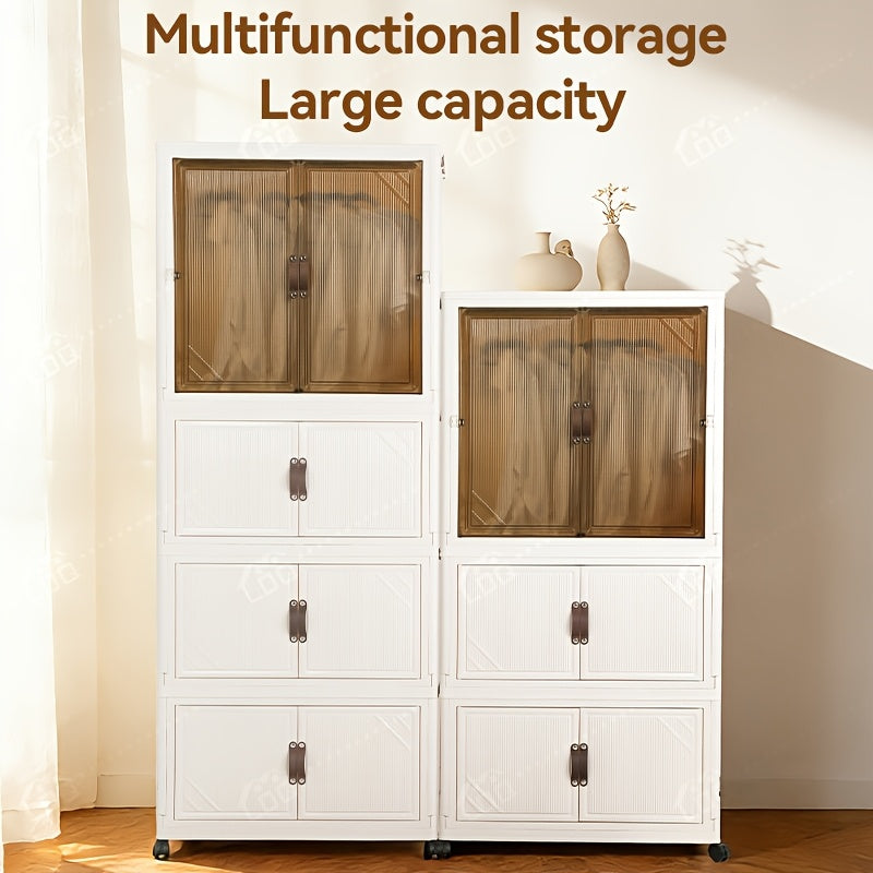 1\u002F2\u002F3-Tier Portable Foldable Wardrobe with 360° Spinner Doors