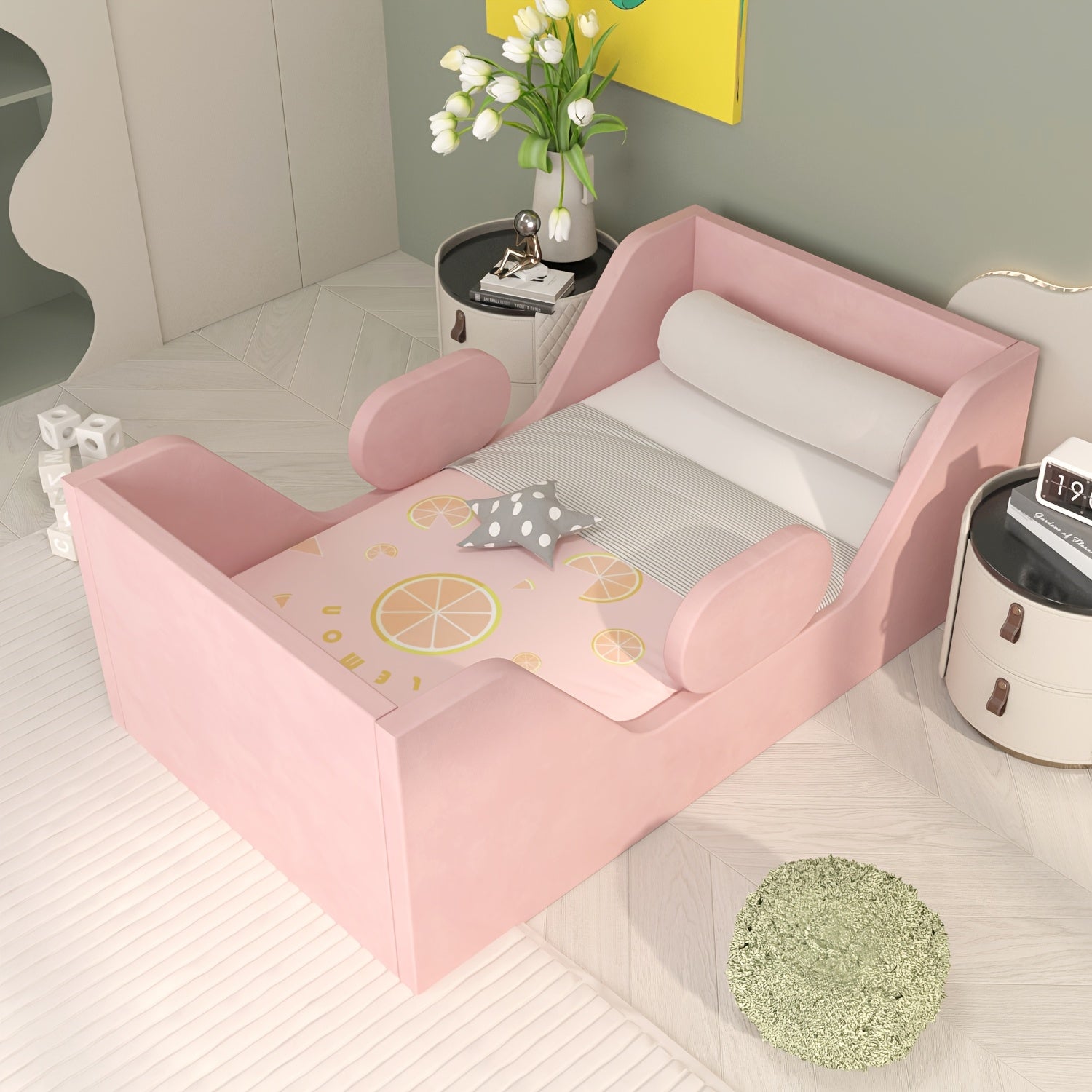 Toddler Bed, Child Bed for Kids with Extra Safty Broad, Standard Crib Size Toddler Bed