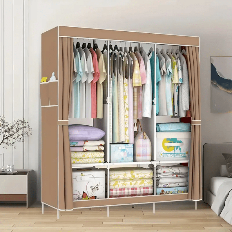 1pc Simple Wardrobe with Dust Cover, Easy-to-assemble Wardrobe