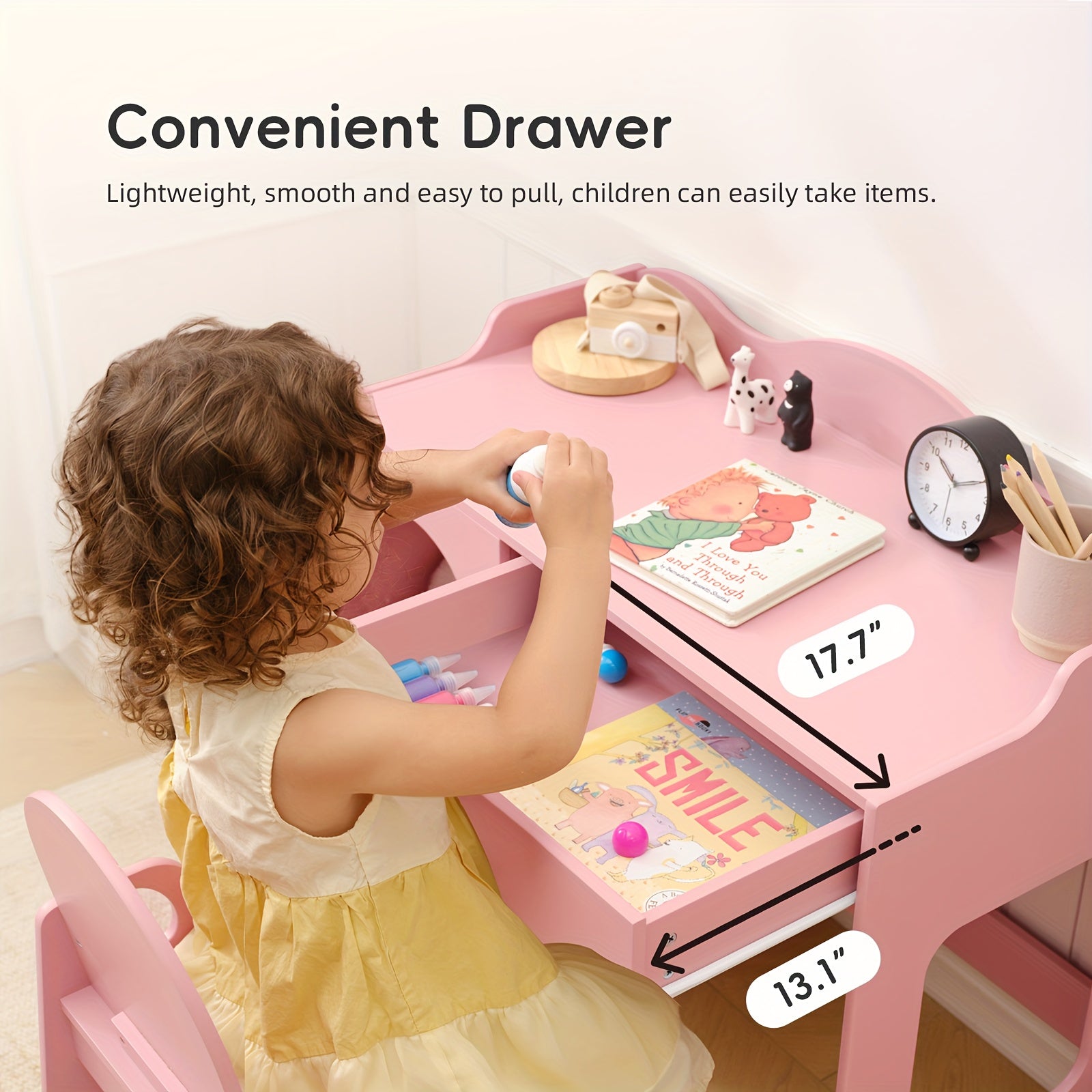 Kids Study Table and Chair Set - Modern Wooden Desk & Chair Suitable for 5-12 Years Old