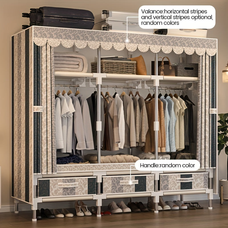 1pc all steel frame wardrobe\u002FChristmas style, reinforced with steel pipes\u002Fsturdy