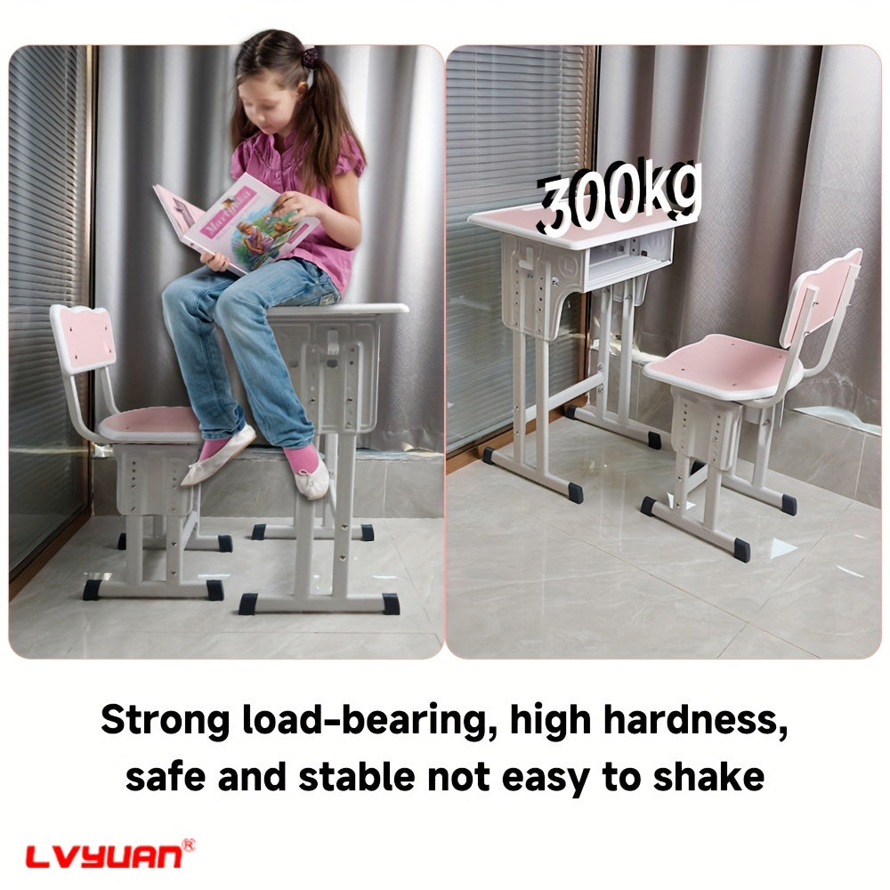 Children'S Study Table And Chair Set, Kids Table And Chair Set, Height Adjustable Desk For Kids
