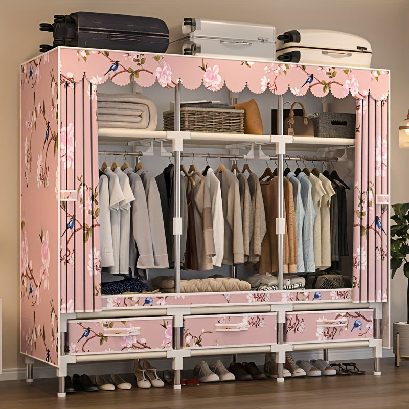 1pc all steel frame wardrobe\u002FChristmas style, reinforced with steel pipes\u002Fsturdy