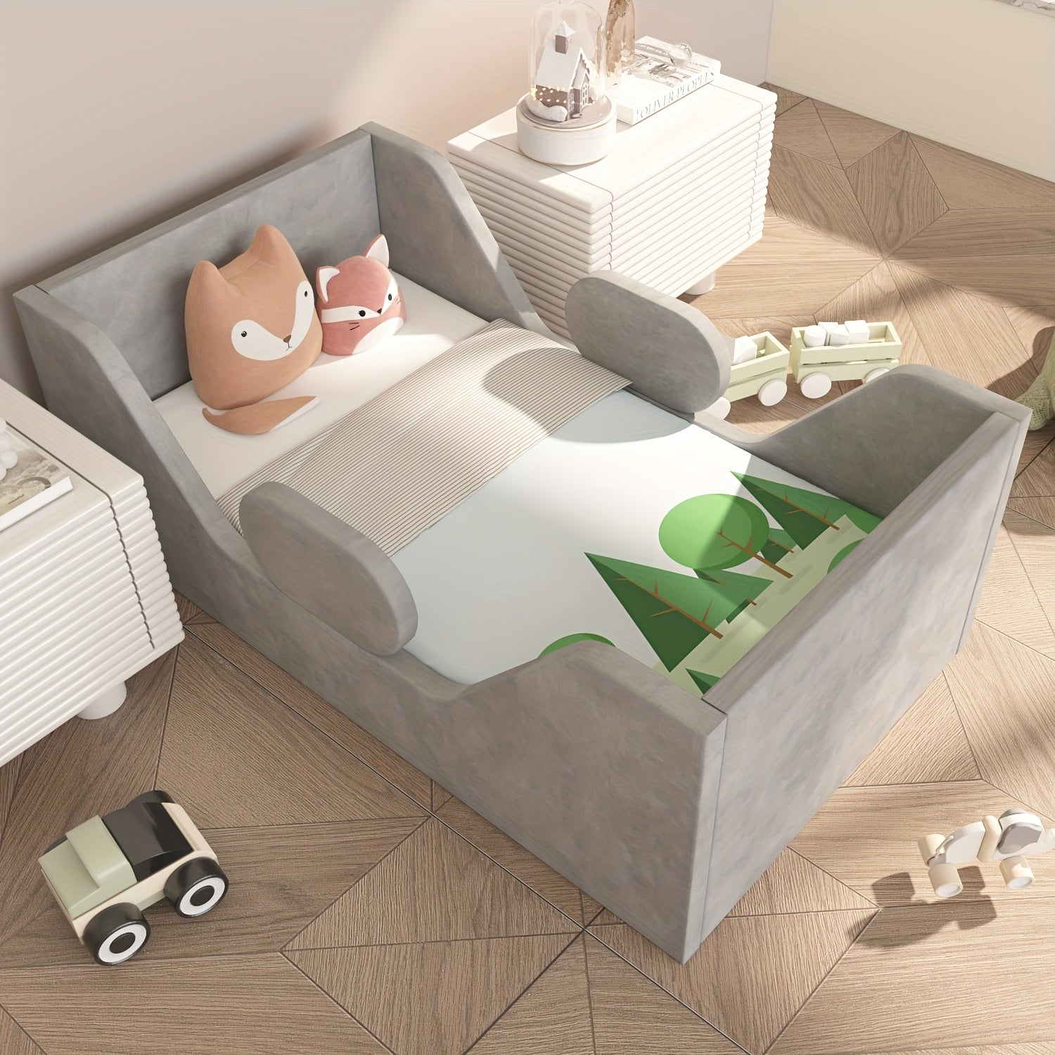 Toddler Bed, Child Bed for Kids with Extra Safty Broad, Standard Crib Size Toddler Bed