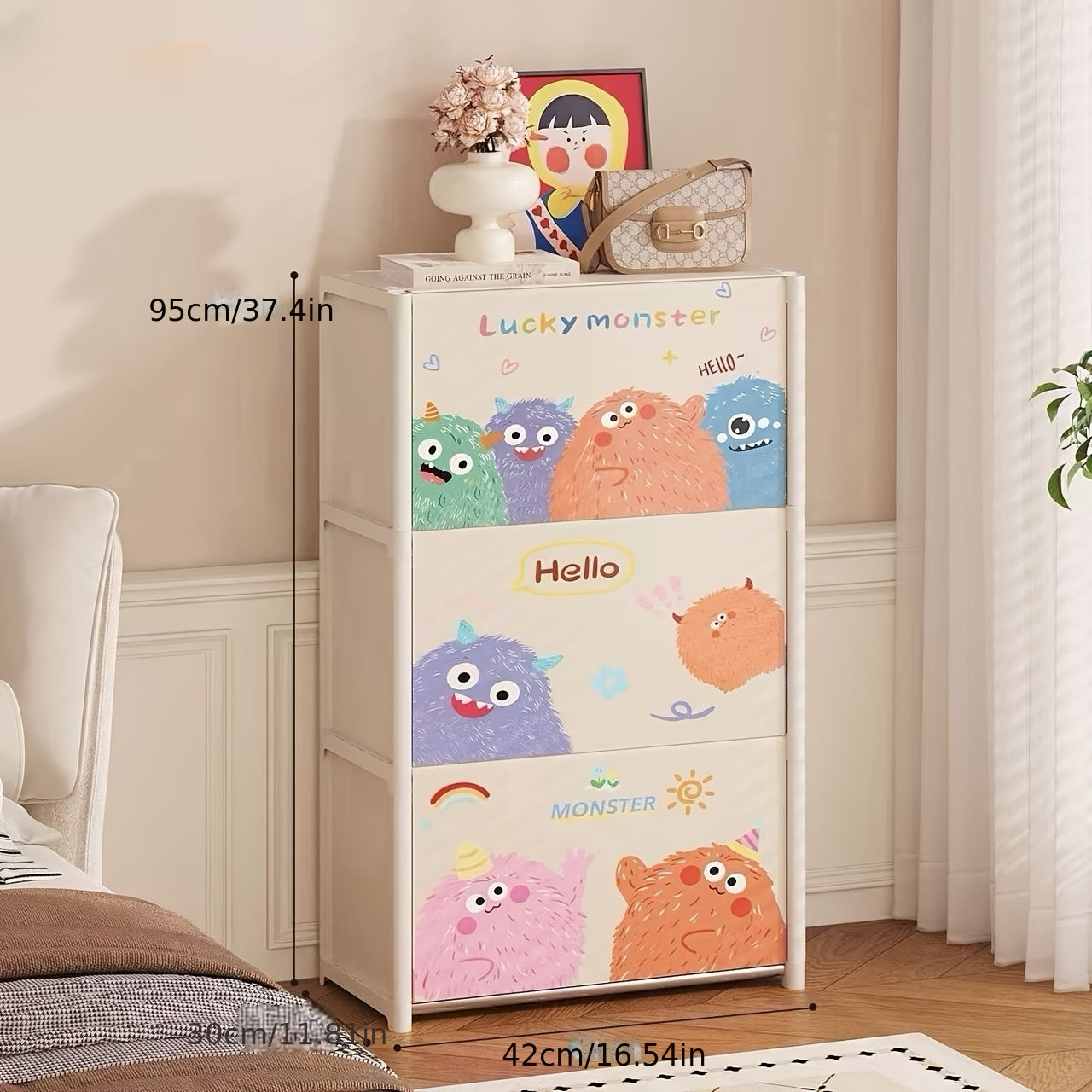 Multifunctional Easy-to-Assemble Minimalist Cartoon Entryway Storage Cabinet