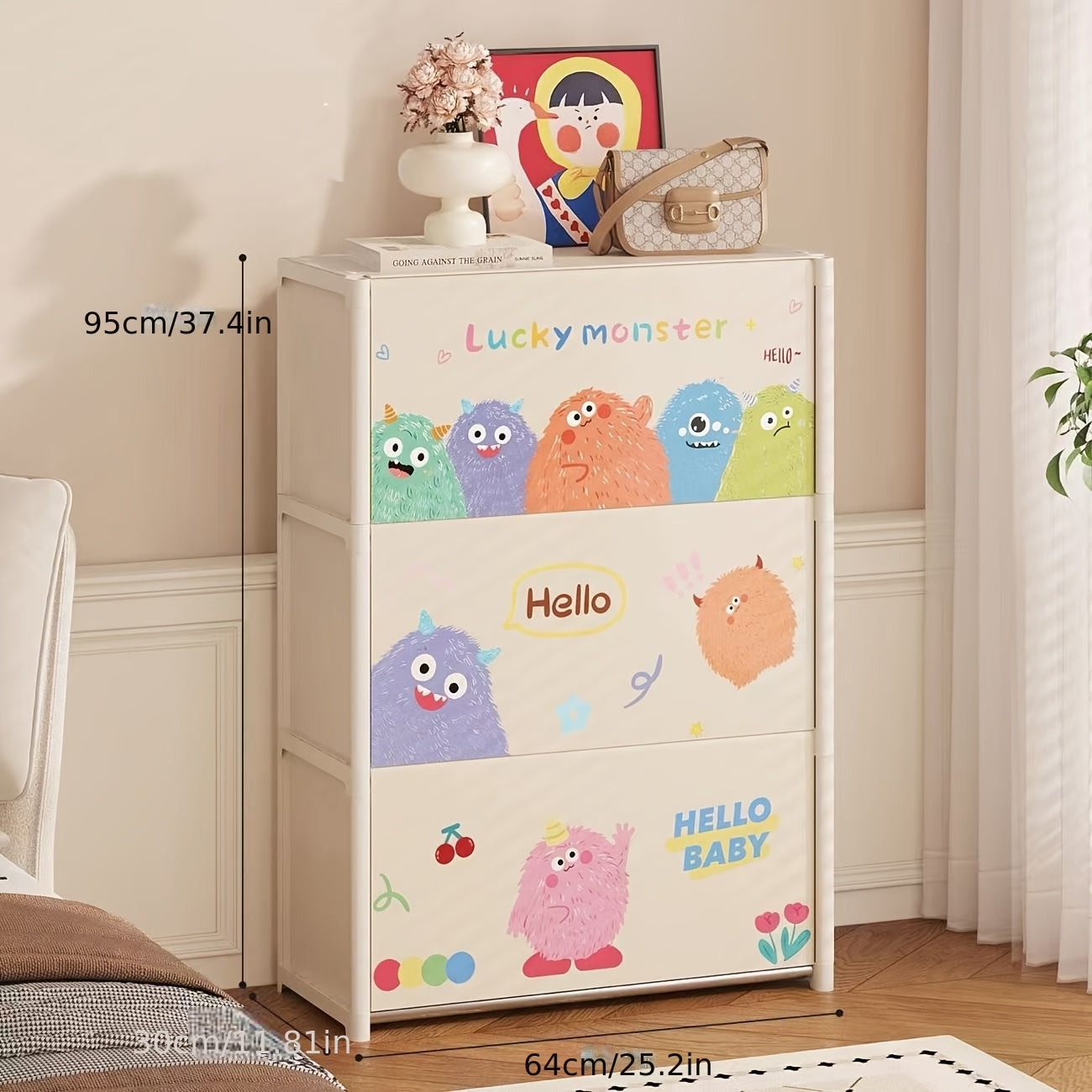 Multifunctional Easy-to-Assemble Minimalist Cartoon Entryway Storage Cabinet