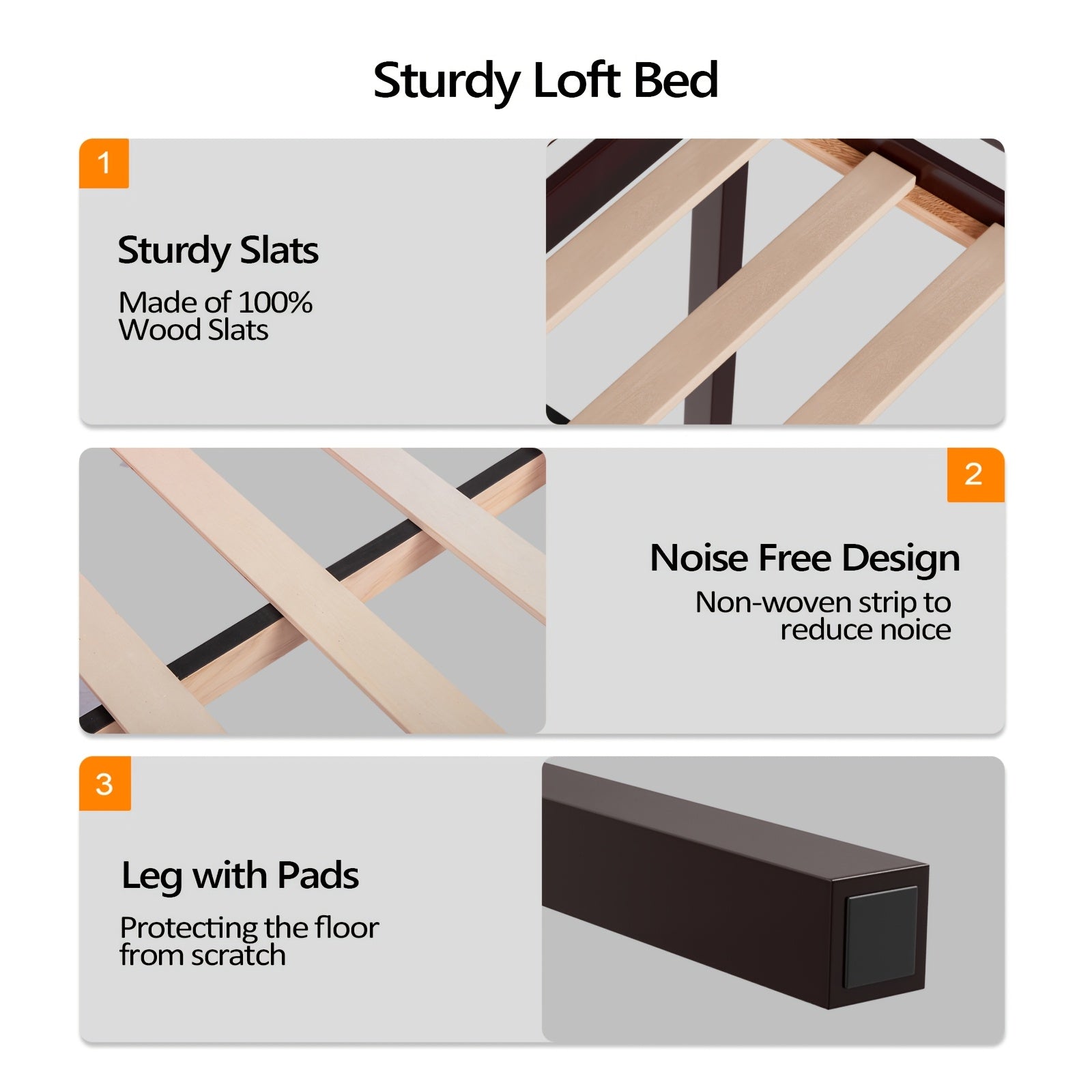 Bonnlo Twin\u002FFull Low Loft Bed with Inclined Stairs - Solid Wood & MDF Bunk Bed Frame