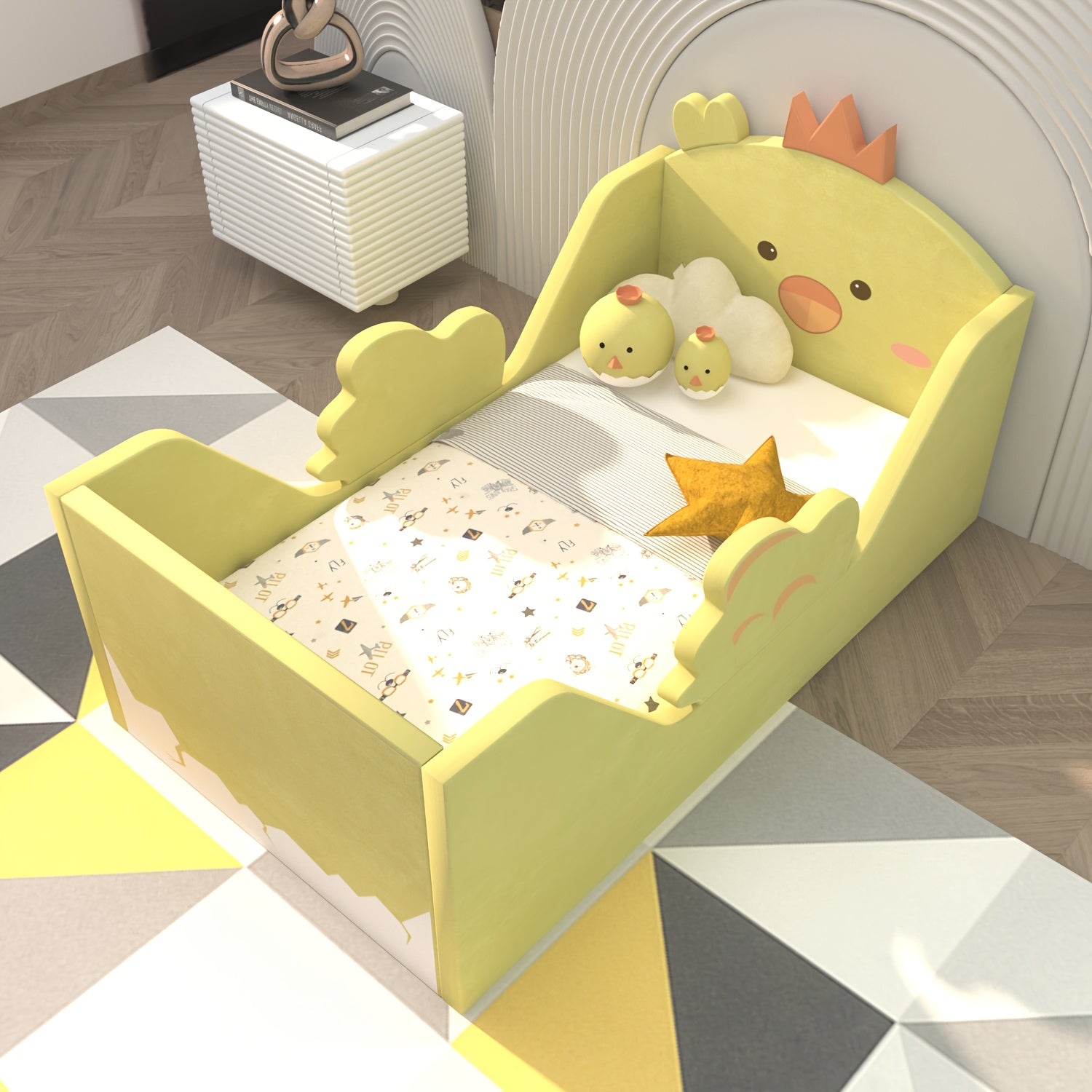 Toddler Bed, Child Bed for Kids with Extra Safty Broad, Standard Crib Size Toddler Bed