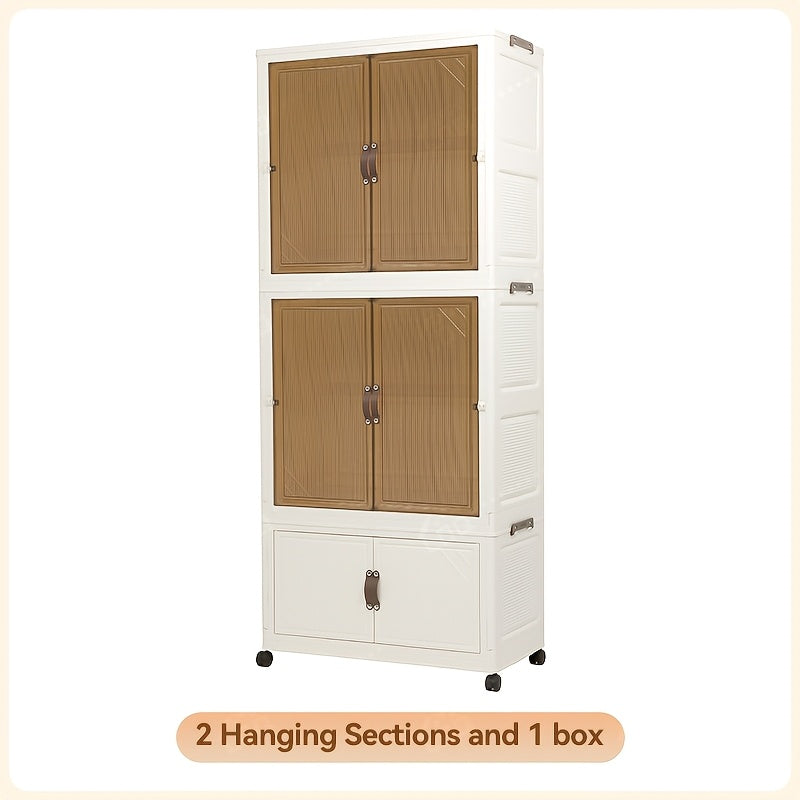 1\u002F2\u002F3-Tier Portable Foldable Wardrobe with 360° Spinner Doors