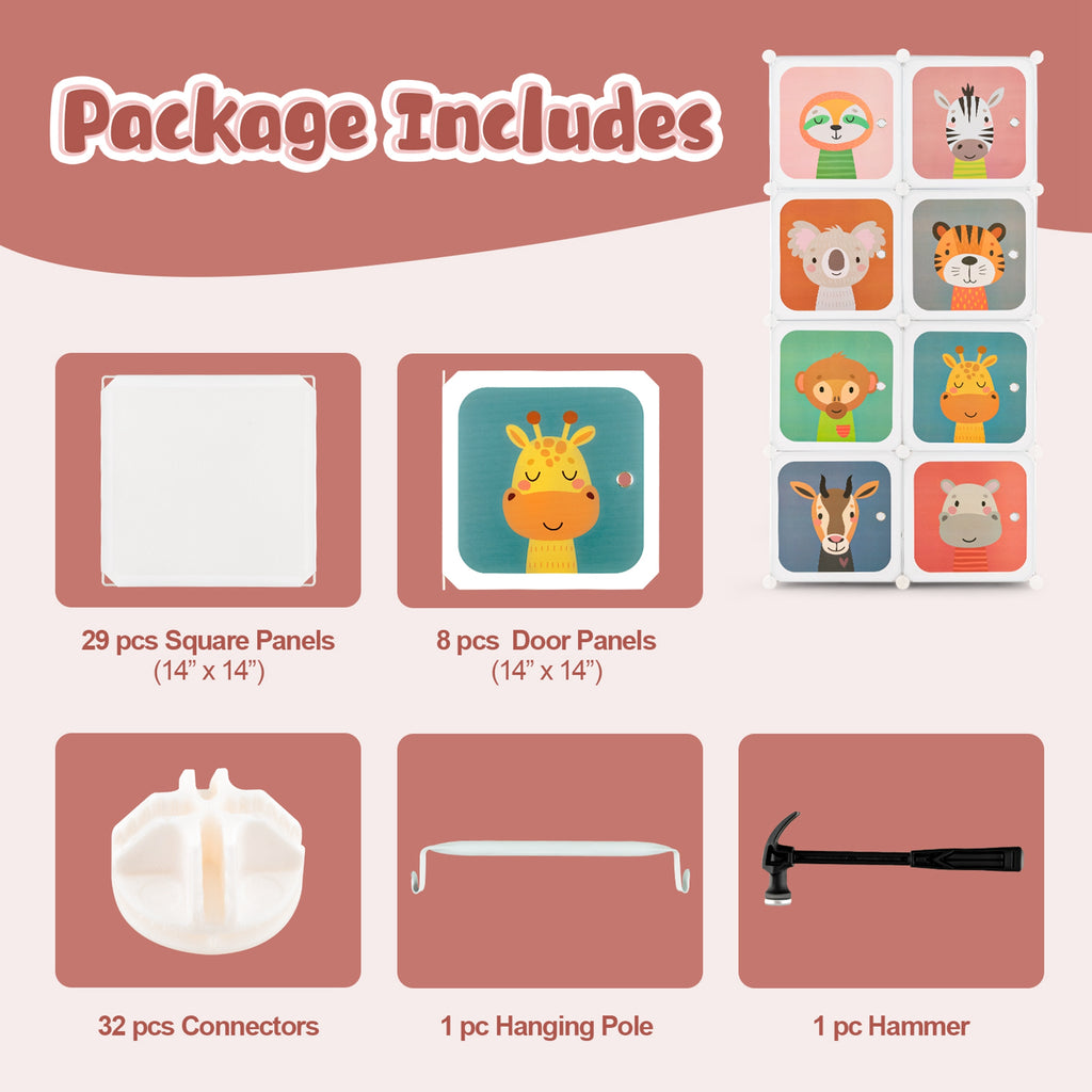 COSTWAY 8-Cube Wardrobe with Doors - Modular Storage Organizer